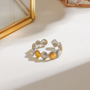 Anillo con Forma de Concha, Oro de 18k, Acero Inoxidable, Joyería de Moda Unisex, Regalo - Product Image 3
