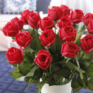 Flores artificiales de N-121, rosas rojas, rosas azules, rosas de seda de tacto Real para Arreglo, boda, fiesta, Día de San Valentín - Product Image 2