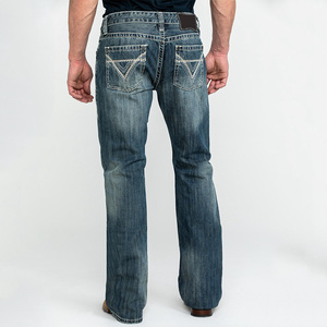 Pantalones Vaqueros de Bota Acampanada Ajustados con Lavado Vintage de Alta Calidad de Fábrica para Hombre Moda de Algodón Elástico 2022 - Product Image 4