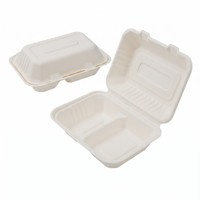 Bulk verpakte, magnetronbestendige bagasse voedselcontainer met 2 compartimenten, composteerbaar voor supermarkt en delicatessenwinkel