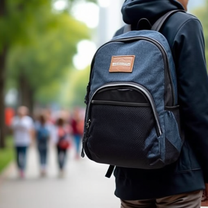 Nicks Club M11 Fashion School <b>Backpack</b> 25L <b>Waterproof</b> Denim Design with Cartoon Pattern, Nylon Lining, Zipper Closure, Laptop Co - Product Image 2