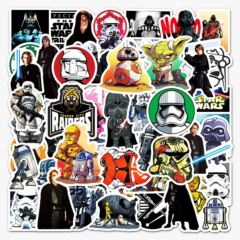 ZY0370C Star Wars Stickers 50pcs Waterproof Vinyl Anime Decals for Water Bottle Bicycle Luggage Skateboard Teen Girls