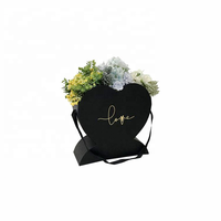 Boîte à fleurs en carton simple avec finition brillante, emballage portable en forme de cœur avec logo pour la Saint-Valentin, effet bronzé, boîte cadeau