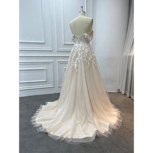 Robes de mariée bohèmes modestes <span class=keywords><strong>2023</strong></span> Nouveaux styles Taobao Champagne Sexy Décolleté épaules dénudées Dentelle <span class=keywords><strong>Robe</strong></span> de mariée civile - Product Image 4