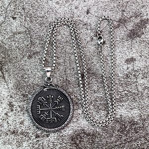 Collar con Colgante Vegvisir Vikingo Nórdico, Valknut, Serpiente Ouroboros, Acero, Estilo Punk Vintage, Amuleto, Joyería para Hombre, Accesorios de Tela - Product Image 5