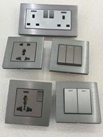 Interruptor de Pared Eléctrico con Marco de Aluminio, 220V 16A, 2 Vías, IP20, Moderno, Estándar EU/UK, con Dimmer y USB Tipo-C
