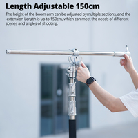 AMBITFUL MF-03 Bras articulé réglable en acier inoxydable de 150 cm, charge maximale 4 kg, pour support d'éclairage photo et support de fond