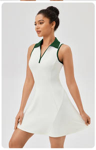 Vestido de <span class=keywords><strong>Tenis</strong></span> de Verano para <span class=keywords><strong>Mujer</strong></span>, Color Sólido, Cuello Solapa, Corte Ajustado, Falda para Correr, Transpirable, Secado Rápido, Vestido de Golf, Ropa de Yoga, Ropa Deportiva - Product Image 5