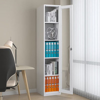 Armoire de classement en acier avec porte vitrée étroite et haute, verrouillable, avec étagères réglables pour documents et livres de bureau