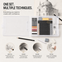 Kit de Dessin Professionnel : Ensemble d'Art et de Fournitures Artistiques, Kit de Croquis au Fusain et Crayons HB pour Artistes LT73409