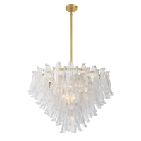 Décoration intérieure, luminaire suspendu en verre de Murano artisanal, moderne et luxueux, doré, pour restaurant, villa, salon, hall d'hôtel