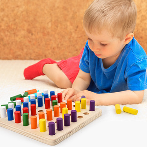 Bâton d'insertion sensoriel en bois coloré, aide pédagogique pour les enfants de 4 à 6 ans, puzzle de reconnaissance des couleurs, jouet éducatif - Product Image 3