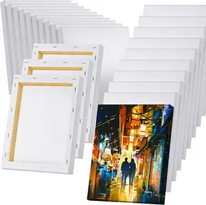 Wall art paintings 20 Pcs 8 x 10 Inches Stretched Canvas for Painting 10 oz Triple Primed Cotton White Blank Canvas