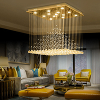 Lustre en cristal doré personnalisé pour hôtels, lampe suspendue moderne à LED pour salon, salle à manger, cuisine, vente en gros d'usine
