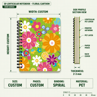 Conceptions personnalisées en gros A5 A6 Carnets de notes à spirale à couverture lenticulaire 3D pour promotion
