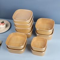 Boîte de nourriture à emporter écologique Boîte à lunch jetable en papier kraft à emporter Récipient pour aliments à emporter