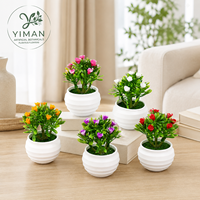 Pot Bunga Plastik YM Seven Stars Solid Small Roses, Tanaman Hijau Kreatif, Dekorasi Ruang Tamu Ramah Lingkungan untuk Hari Thanksgiving