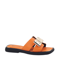 H Orange été nouvelles sandales pour femmes pantoufles classiques à un mot dernière conception pantoufles d'extérieur