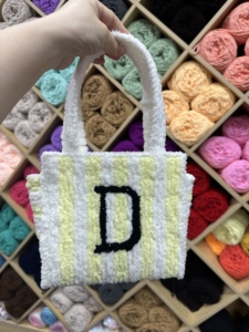 Kit de sac tissé DIY lettre G, bandes de tissu pour sac fourre-tout <span class=keywords><strong>au</strong></span> <span class=keywords><strong>crochet</strong></span>, sac de plage personnalisable avec alphabet, nouveaux loisirs pour débutants - Product Image 3
