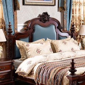 <span class=keywords><strong>Letto</strong></span> Matrimoniale in Legno Massello Americano con Colonna Romana in Vera Pelle, Stile Europeo Retrò di Lusso, 1,8 m - Product Image 3