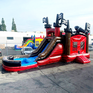 Castillo inflable pirata húmedo o seco con tobogán, castillo inflable comercial para niños - Product Image 1