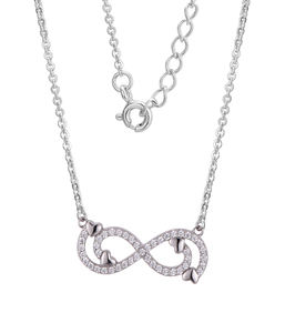 CUSTOM OEM Fine Jewelry 925 Sterling Silver Infinity Cubic Zirconia Littie Heart Pendant Femmes Colliers - Product Image 2
