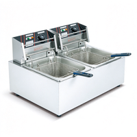 Friteuse électrique professionnelle de comptoir, 1 cuve, 2 paniers, 12 L, en acier inoxydable, chauffage rapide pour restaurant de restauration rapide et snack-bar