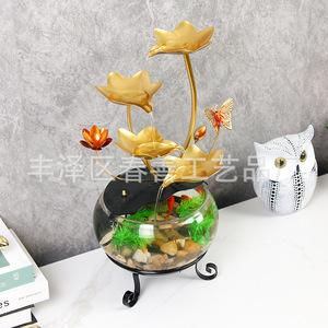 ตู้ปลาพร้อมน้ำพุไหลเวียน ตู้ปลาทรงกลมทำจากกระจก สำหรับตกแต่งทางเข้าหรือห้องนั่งเล่น - Product Image 3