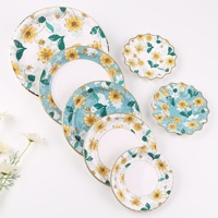 Nouveau lot d'assiettes et de serviettes en papier jetables de 9 pouces de couleur blanche et verte brillante pour les fêtes utilisées dans les restaurants et les supermarchés