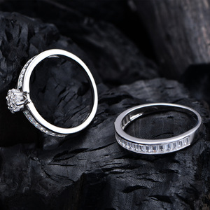 Ada Schmuck Sofort Lieferbar Geringe Mindestbestellmenge 1 Stück Verlobungsgeschenk <span class=keywords><strong>Sterling</strong></span> Silber Damen S925 Zweiteiliges Zirkon-Ringset - Product Image 3