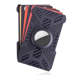 Billetera delgada de fibra de carbono con abrebotellas para hombre, tarjetero minimalista con bloqueo RFID, billetera de Metal con soporte AirTag