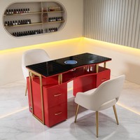 Ensemble table et chaise de manucure personnalisable en cuir véritable, style luxe léger et tendance, station double pour deux personnes, économique