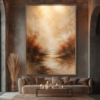 Peinture peinte à la main, style Wabi-sabi, peinture de paysage texturée, peinture décorative d'intérieur avec cadre pour art mural