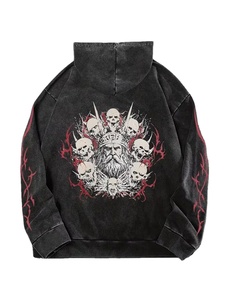 Vintage Hoodie Hip-Hop Style Washided Distressed Gothic Loose-Fit Comfortable Casual Sportswear Men's Long-Sleeve Hoodie Jacket - Product Image 4