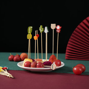WOWEI stuzzicadenti in bambù bastoncini da Cocktail forniture per feste 12cm 100 pezzi monouso in bastoncini di bambù per spiedino 100 pezzi Set frutta <span class=keywords><strong>Ork</strong></span> - Product Image 5