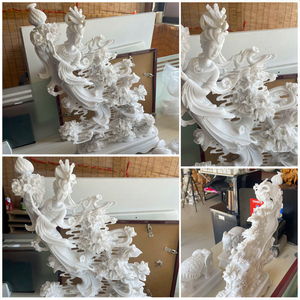 Una gran figura mitológica escultura de la Diosa que dispersa flores hechas de piedra de mármol blanco - Product Image 4