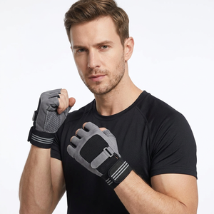 Multi-Color Leather Non-Slip Breathable Lightweight Half-Finger Fitness Gloves for Closure for Weightlifting Wrist Support - Product Image 1