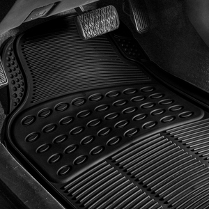 Tapis antidérapant en PVC noir TPE, haute résistance, 4 pièces, tapis de sol avant et arrière pour voitures, SUV, fourgonnettes - Product Image 4