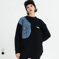 2022 automne hiver femmes Cardigan tricoté chaud pull Jeans poche mode tricot Cardigan manteau dame pull lâche