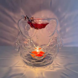 Custom Modern <strong>Owl</strong> Shaped Borosilicate Glass <strong>Candle</strong> Stick <strong>Holder</strong> for Home - Product Image 3
