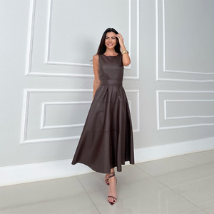 Vestido de Mujer al por Mayor, Primavera 2026, Nuevo, Elegante, Temperamental, Sin Mangas, Ajustado, de Cuero, Color Sólido - Product Image 2