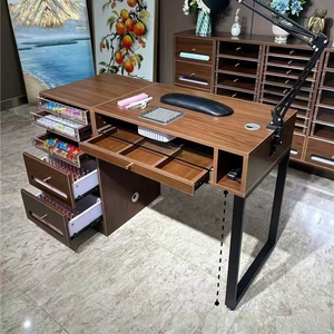 <b>Nail</b> Salon Desk with Vacuum Cleaner Ancient Style Single or Double Person <b>Nail</b> Salon Workstation <b>Table</b> and Chair Set - Product Image 1