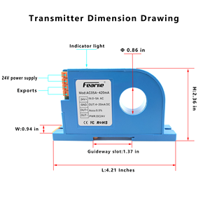 AC 0-5V-420mA trasmettitore di corrente, sensore di sala DC, uscita a PLC o strumento, alta precisione perforata corrente di rilevamento - Product Image 4