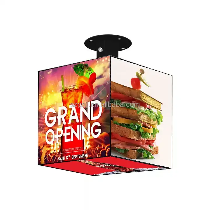 Schermo video pubblicitario per negozio all'aperto per interni P2.5 P3 P3.91 P4.81 display con logo cubo LED