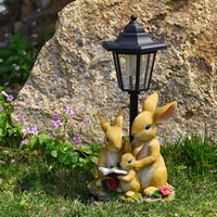 Lampe solaire hexagonale de jardin, design animal, en résine synthétique, style campagnard américain, pour la décoration de jardin, de parc et de parterre de fleurs