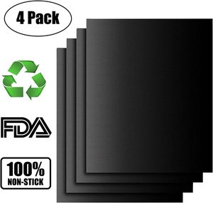 Tapis de barbecue réutilisable en PTFE noir, antiadhésif, résistant à la chaleur, pour four et accessoires de barbecue - Product Image 3