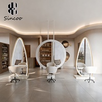 Miroir de coiffeur mural irrégulier en gros, double face, en verre, pour salon de coiffure, avec éclairage LED personnalisé