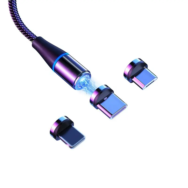 cantell Factory Price magnet phone cable Micro Type-c USB Charger LED Magnetic USB Data Cable 3 in 1 3A Magnetic USB Cable