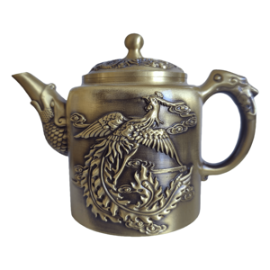 Théière en laiton de style chinois, taille et forme personnalisables, ornements, motifs de dragon, de phénix et de cent bénédictions pour la maison et le bureau - Product Image 3
