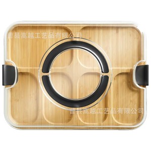 <b>Bamboo</b> Food <b>Container</b> With Lid 4-7 Compartments Rectangle Storage Tray For Kitchen Snack Cheese Dessert - Product Image 5